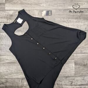 Grass Collection Sheer Button Front Tank Top Size S